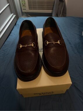 Blackstock & Weber Men's Dark Brown Pebbled Leather Horsebit Loafers